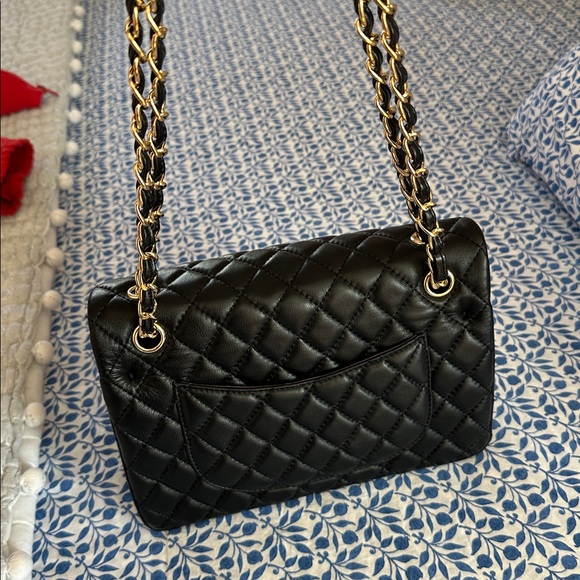Black Quilted Leather Shoulder Bag with Gold Hardware - Picture 4 of 4